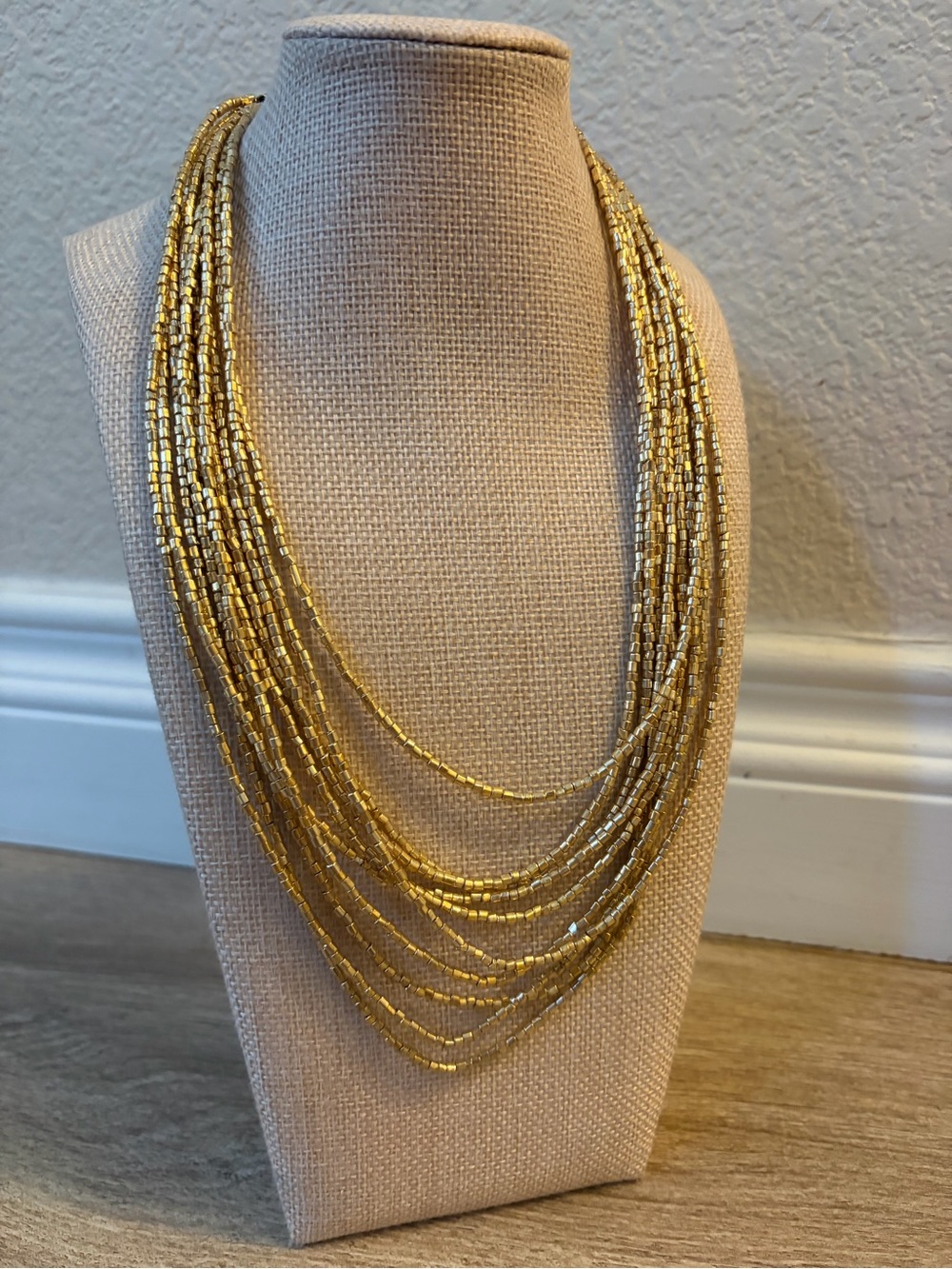 Chico's Gold Multi-Strand Beaded Necklace NWT